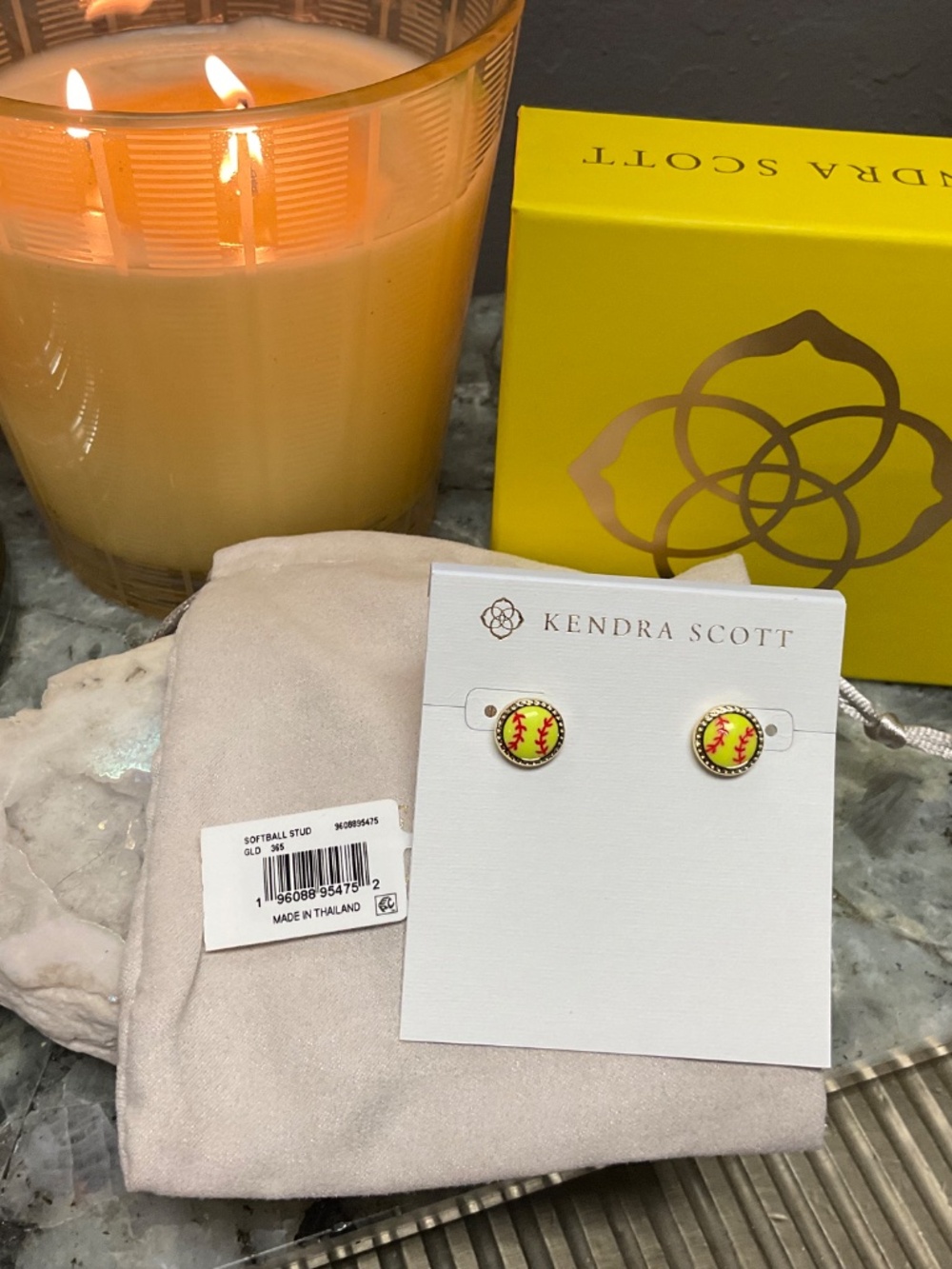 Kendra Scott Softball Gold Stud Earrings - Picture 3 of 4